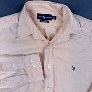 Ralph Lauren Shirt Men’s 16 1/2 Pink Salmon Bottom Down Yarmouth Flesh Pony